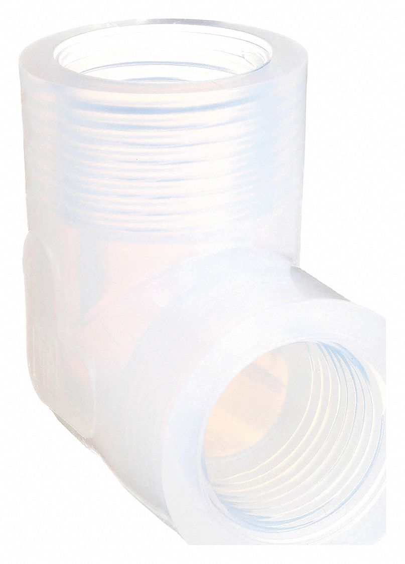 Pipe Elbow: 1/2 in x 1/2 in Pipe Size, 1/2 in Hex Size, 1 15/64 in Overall Lg, PFA