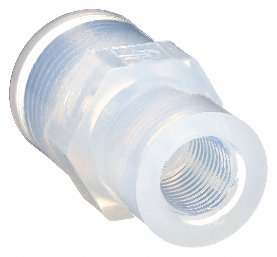 Pipe Straight: 1/4 in x 1/8 in Pipe Size, 3/4 in Hex Size, 1 13/32 in Overall Lg, PFA