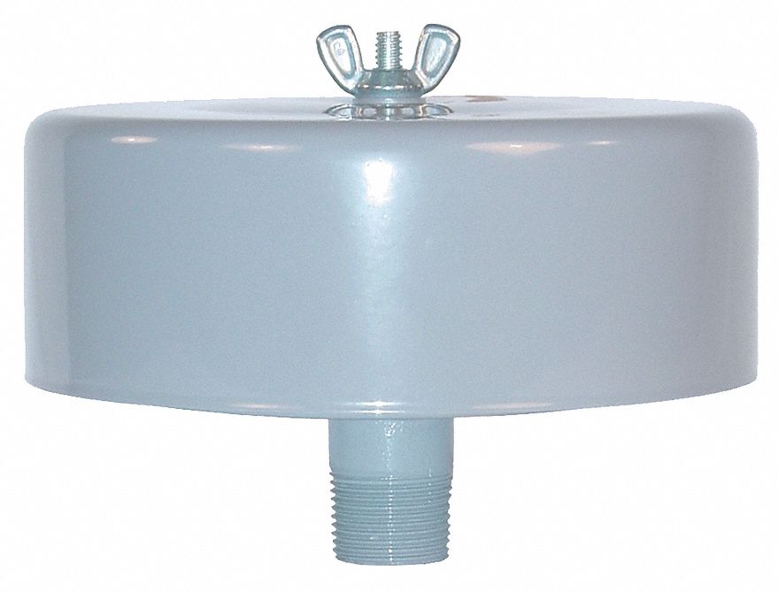 Filter Silencer: 1/2 in (M)NPT Inlet Size, 10 cfm, 4 in Overall Ht, 6 in Outside Dia