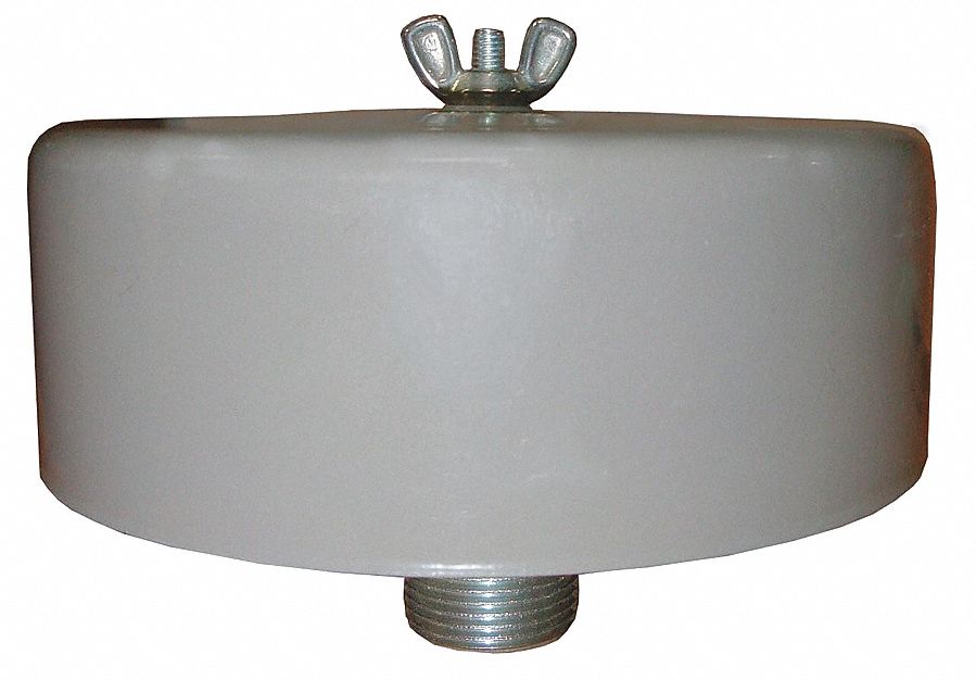 Filter Silencer: 1 in (M)NPT Inlet Size, 35 cfm, 4 in Overall Ht, 6 in Outside Dia, F-15-100