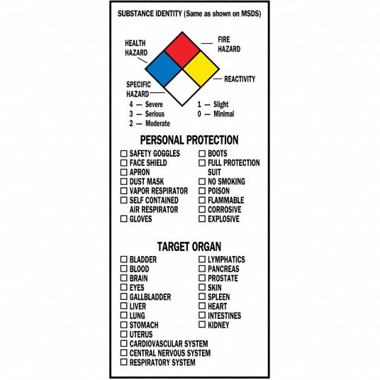 BRADY NFPA Label, Paper, No Header, English, 8 in Height, NFPA, PK 500 ...