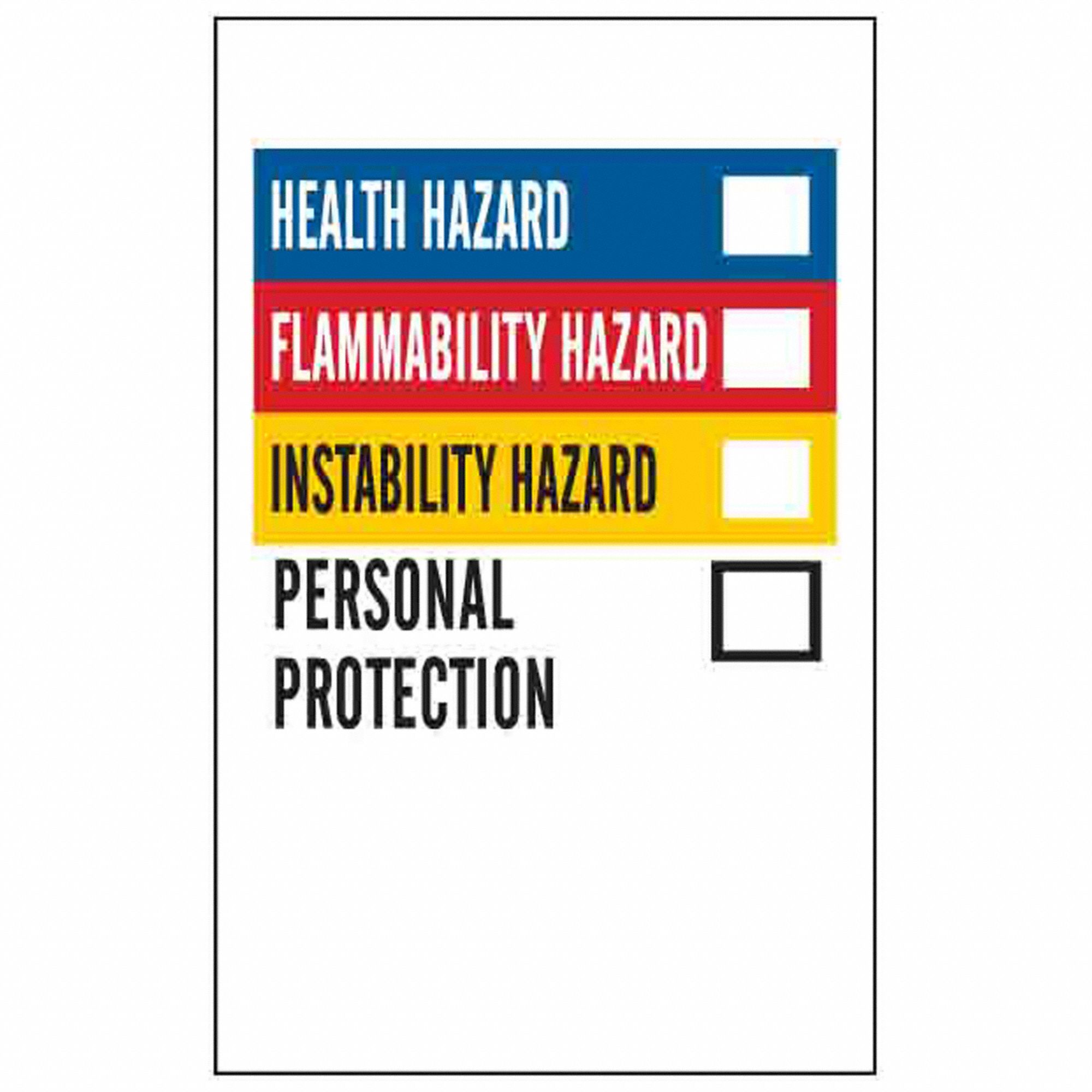 NFPA Label: 2 in Ht, 1 1/4 in Wd, Vinyl, Adhesive, 1 1/4 in x 2 in, 500 PK