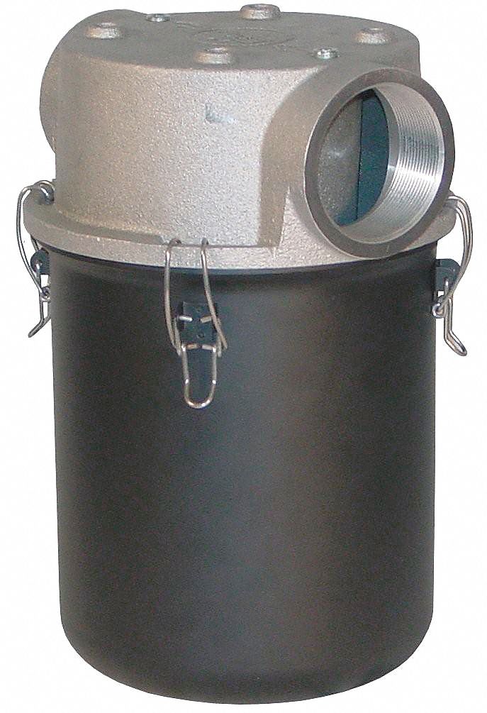 T-Style Inlet Vacuum Filter: 5 micron Rating, 99% Efficiency, 9 in Outside Dia, Carbon Steel
