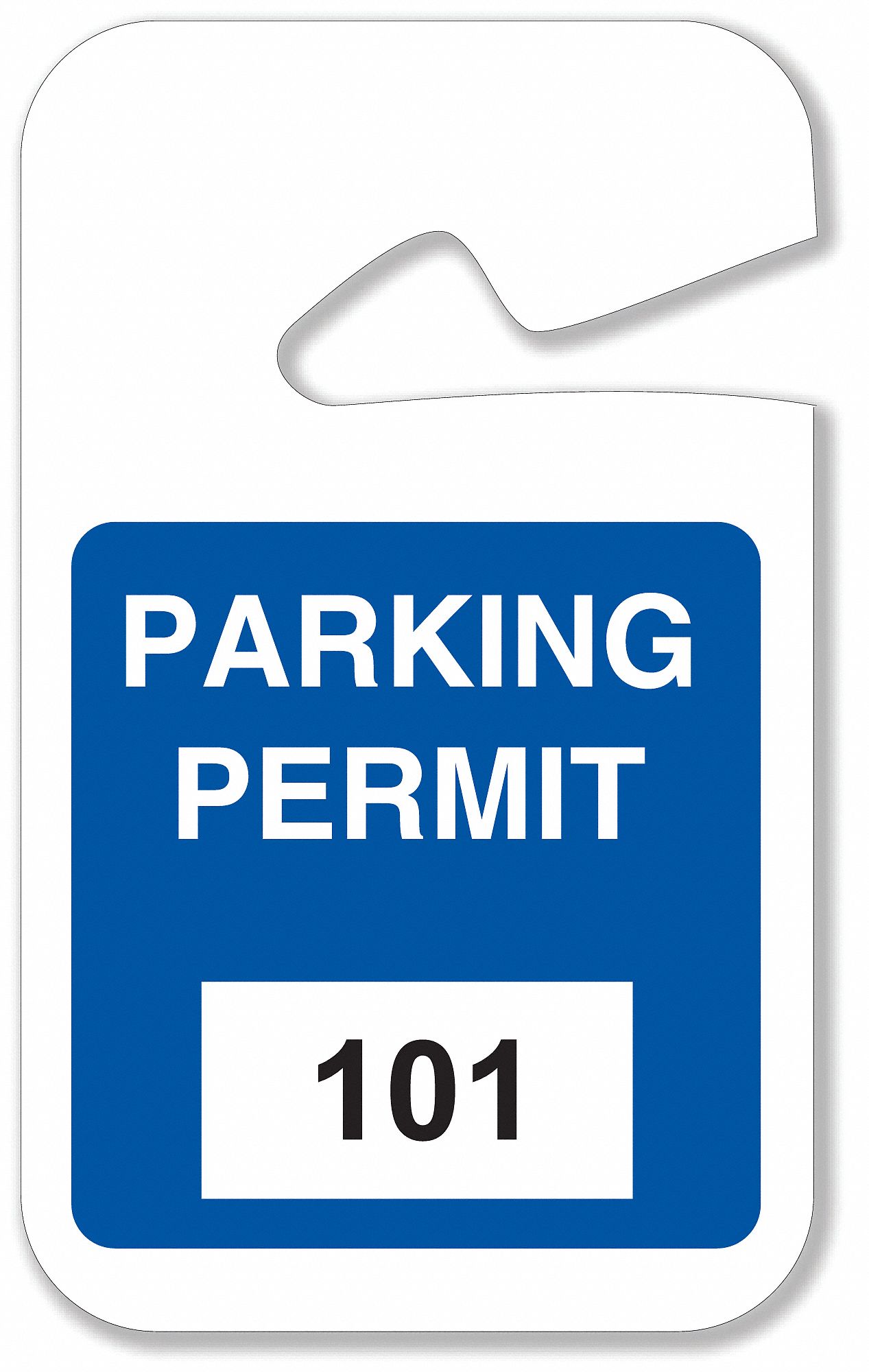 PARKING PERMITS,REARVIEW,101-200,WHT/BLU