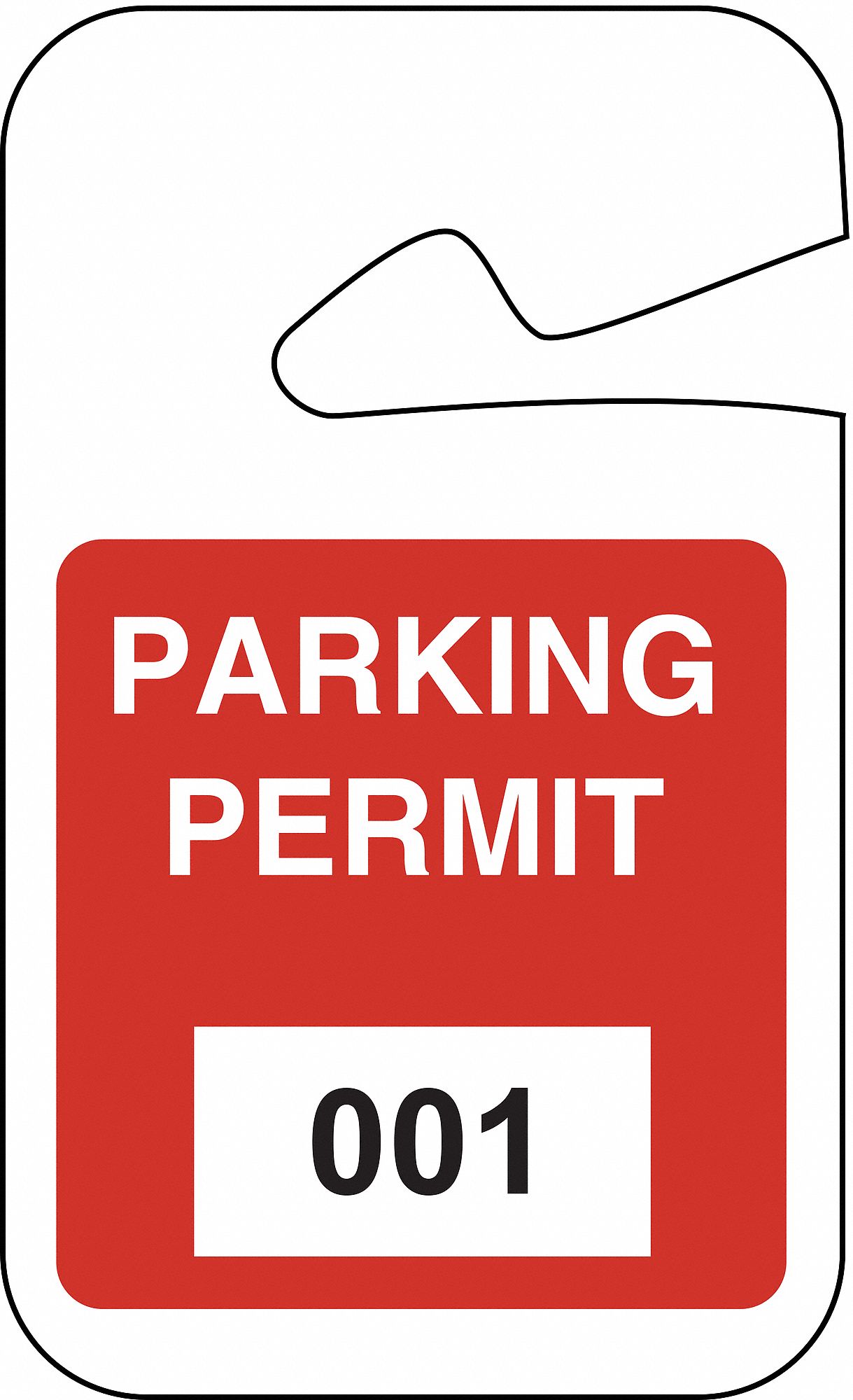 PARKING PERMITS,REARVIEW,001-100,WHT/RED