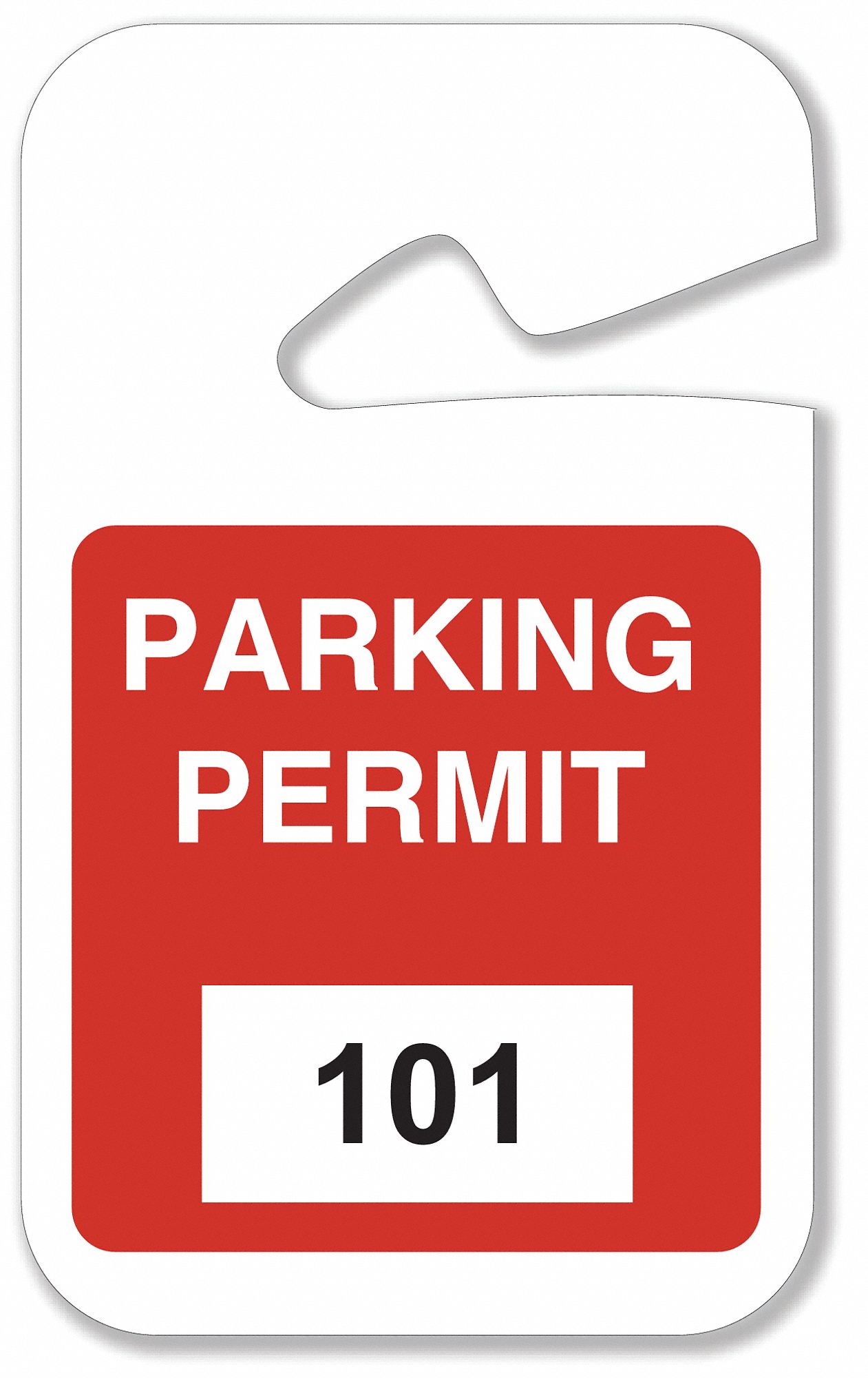 PARKING PERMITS,REARVIEW,101-200,WHT/RED