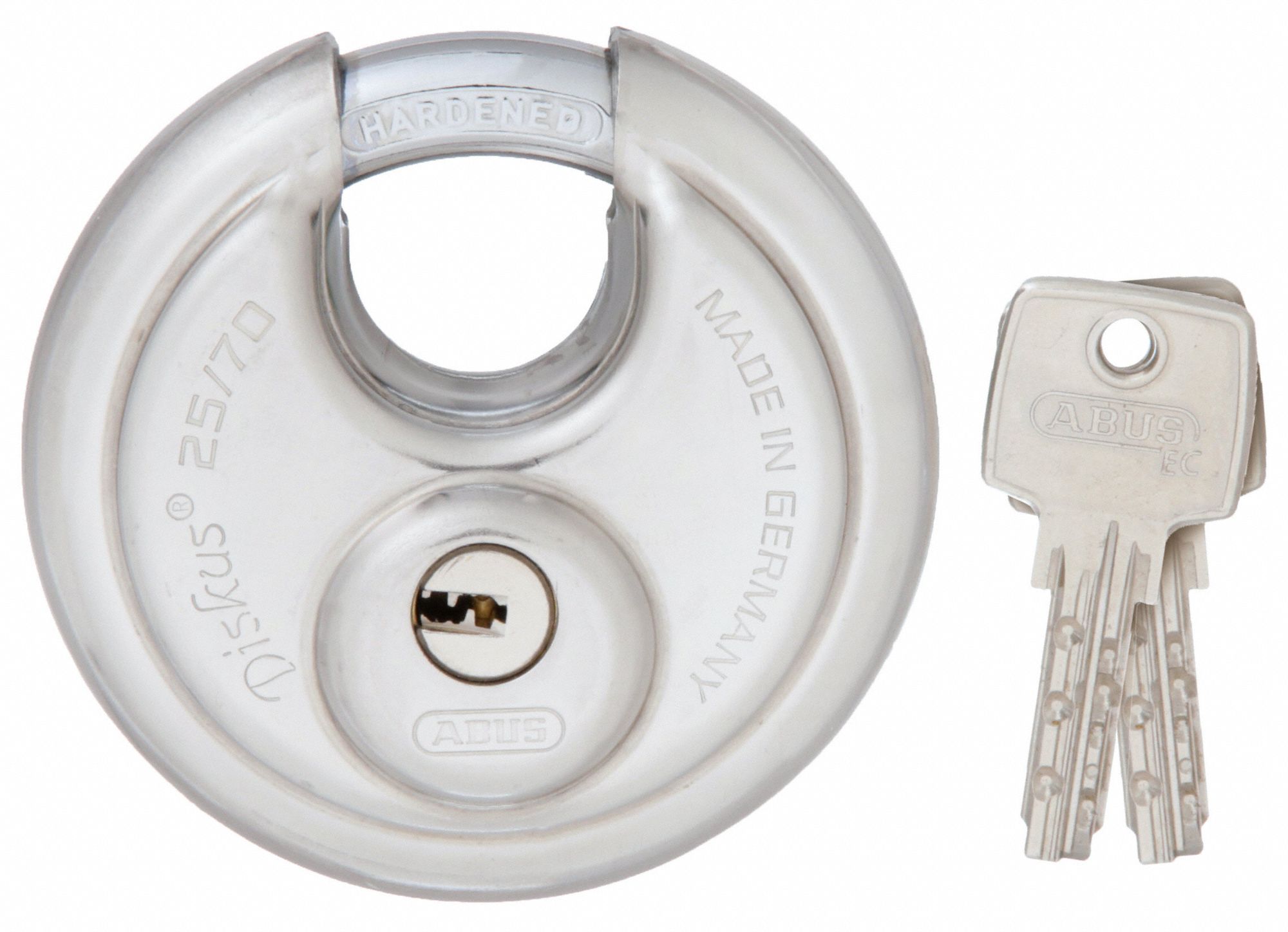 KEYED PADLOCK, 3/4 IN,ROUND,SILVER