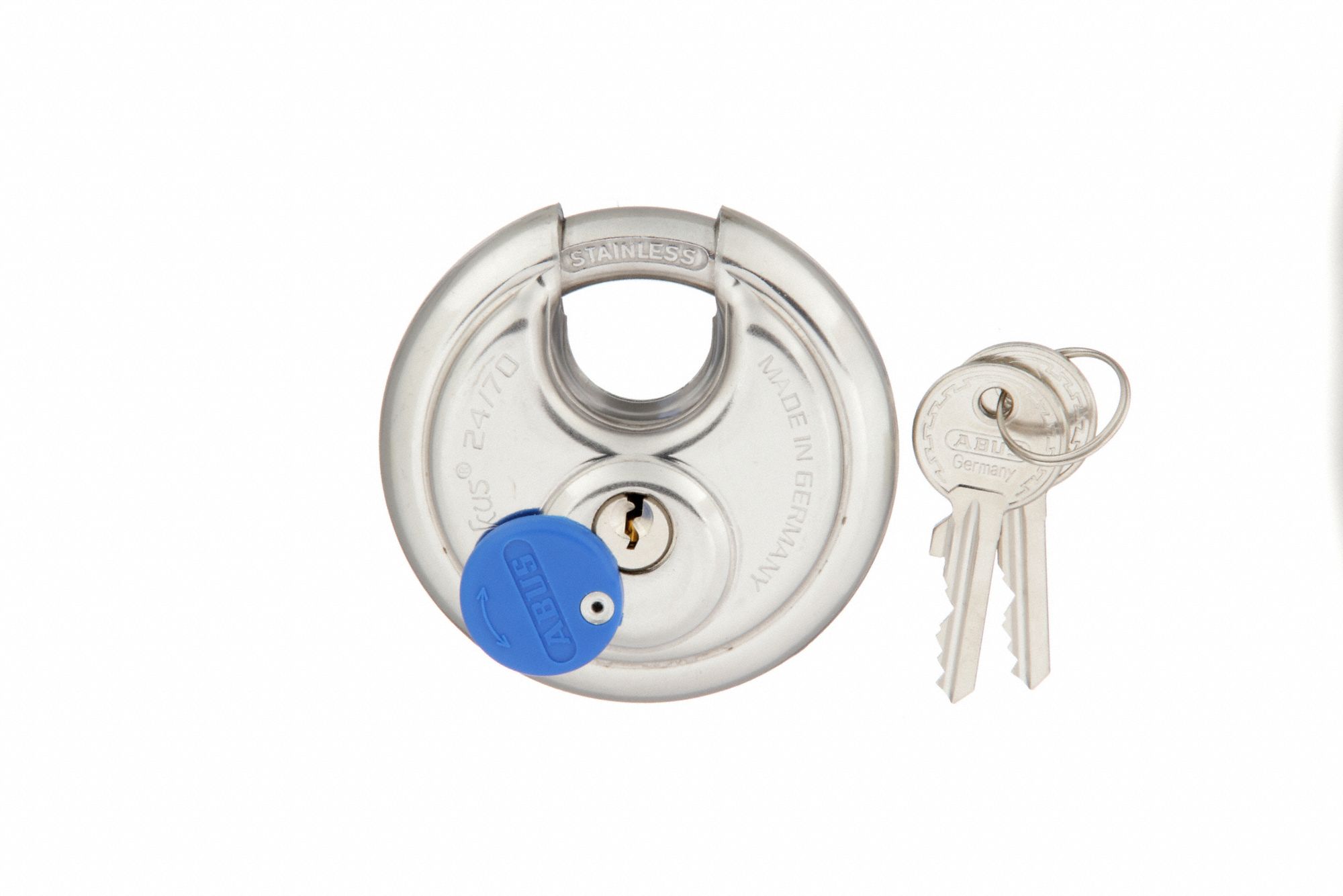 KEYED PADLOCK, 21/32 IN,ROUND,SILVER