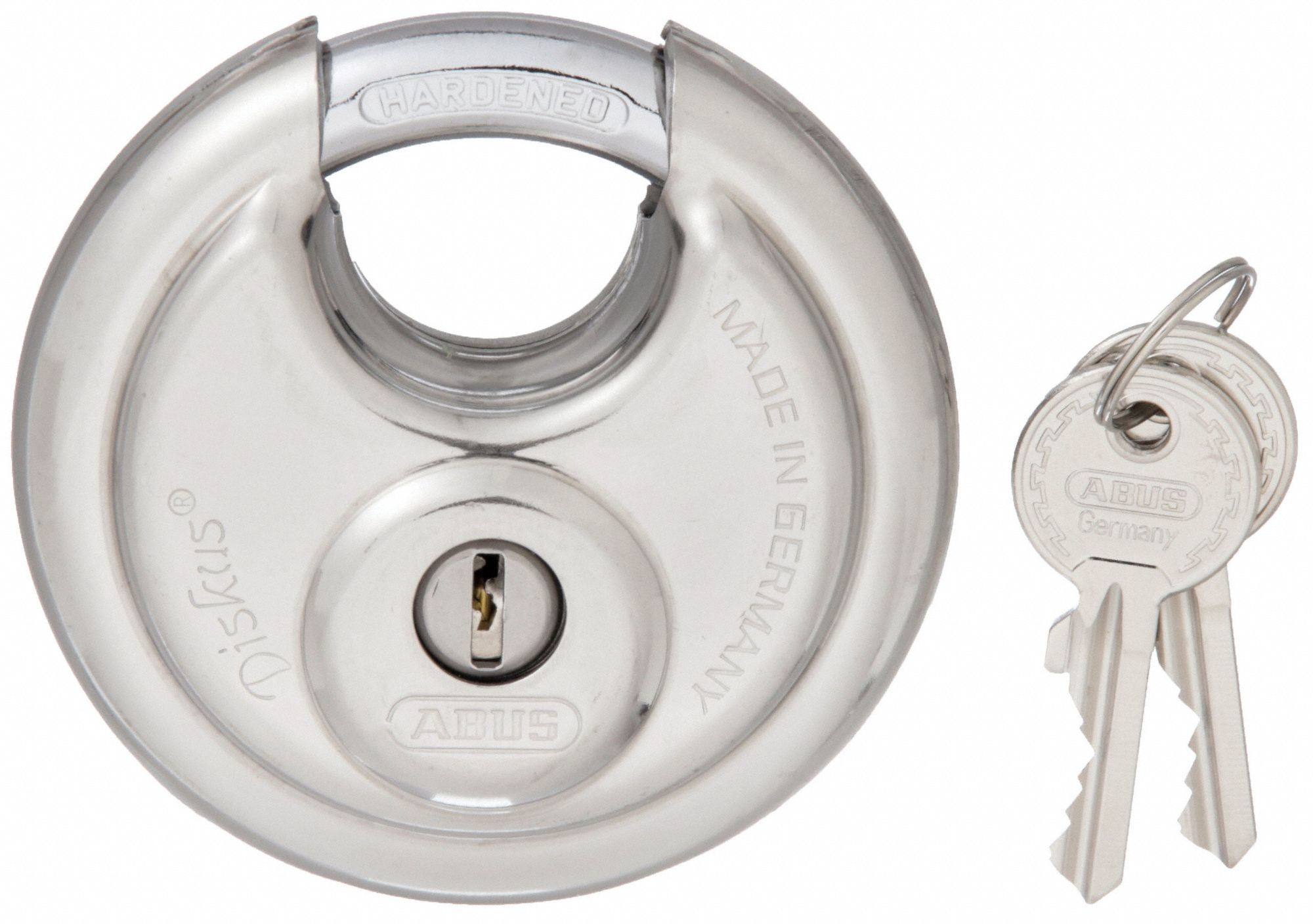 KEYED PADLOCK, 63/64 IN,ROUND,SILVER