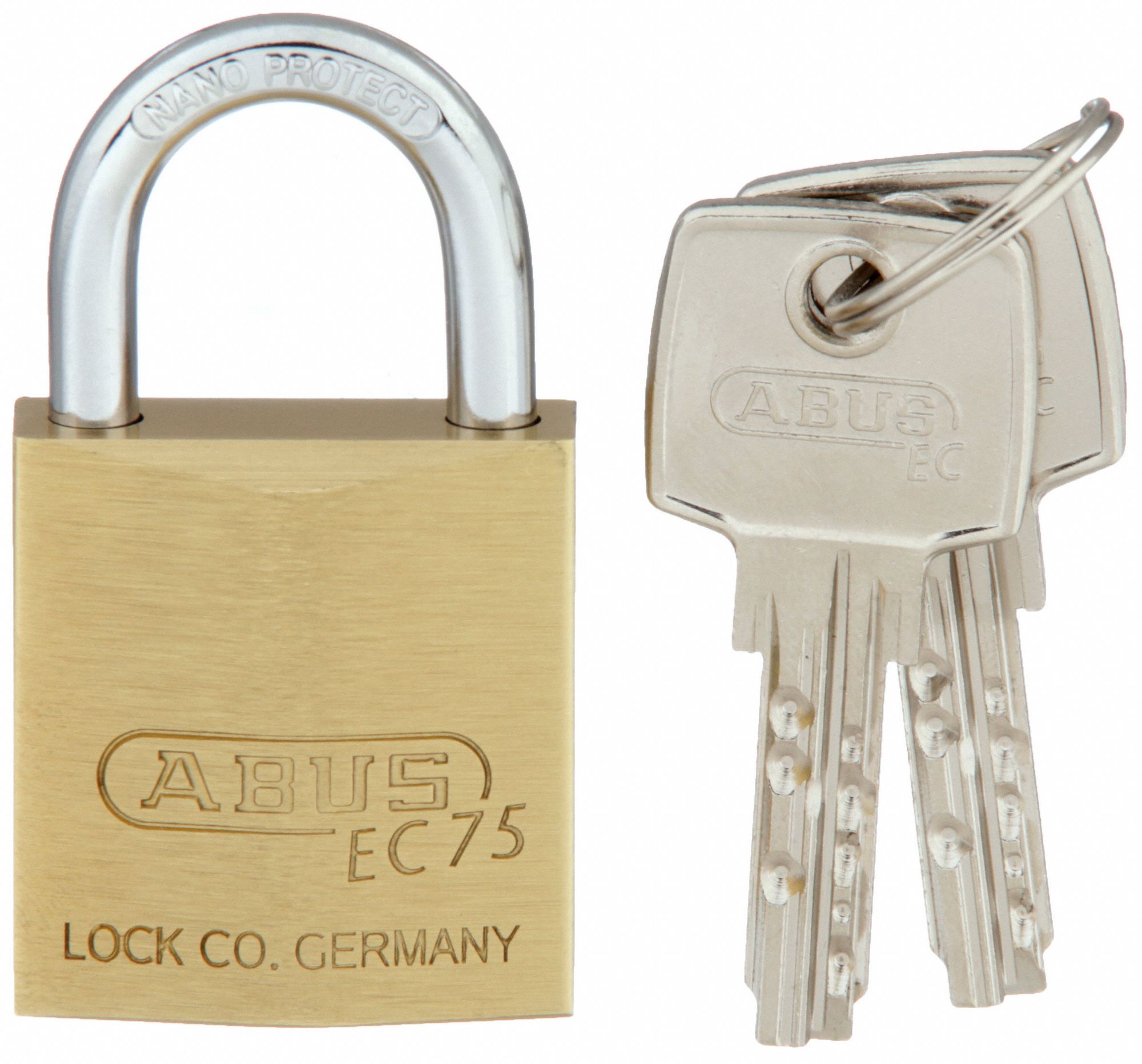 KEYED PADLOCK, 7/8 IN VERTICAL SHACKLE CLEARANCE, 55/64 IN HORIZONTAL SHACKLE CLEARANCE, 8 PINS, ABUS, GOLD