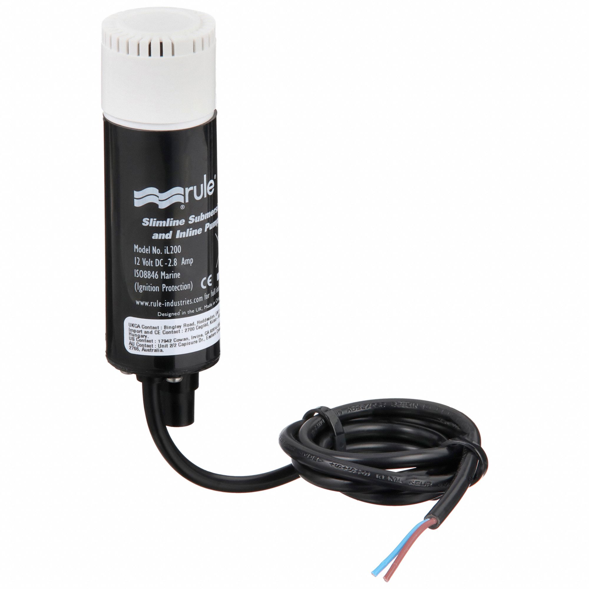 MARINE UTILITY PUMP, POTABLE, 12V DC, 25 FT MAXIMUM HEAD, 3/8 IN BARBED DISCHARGE, 12V DC, 25 FT