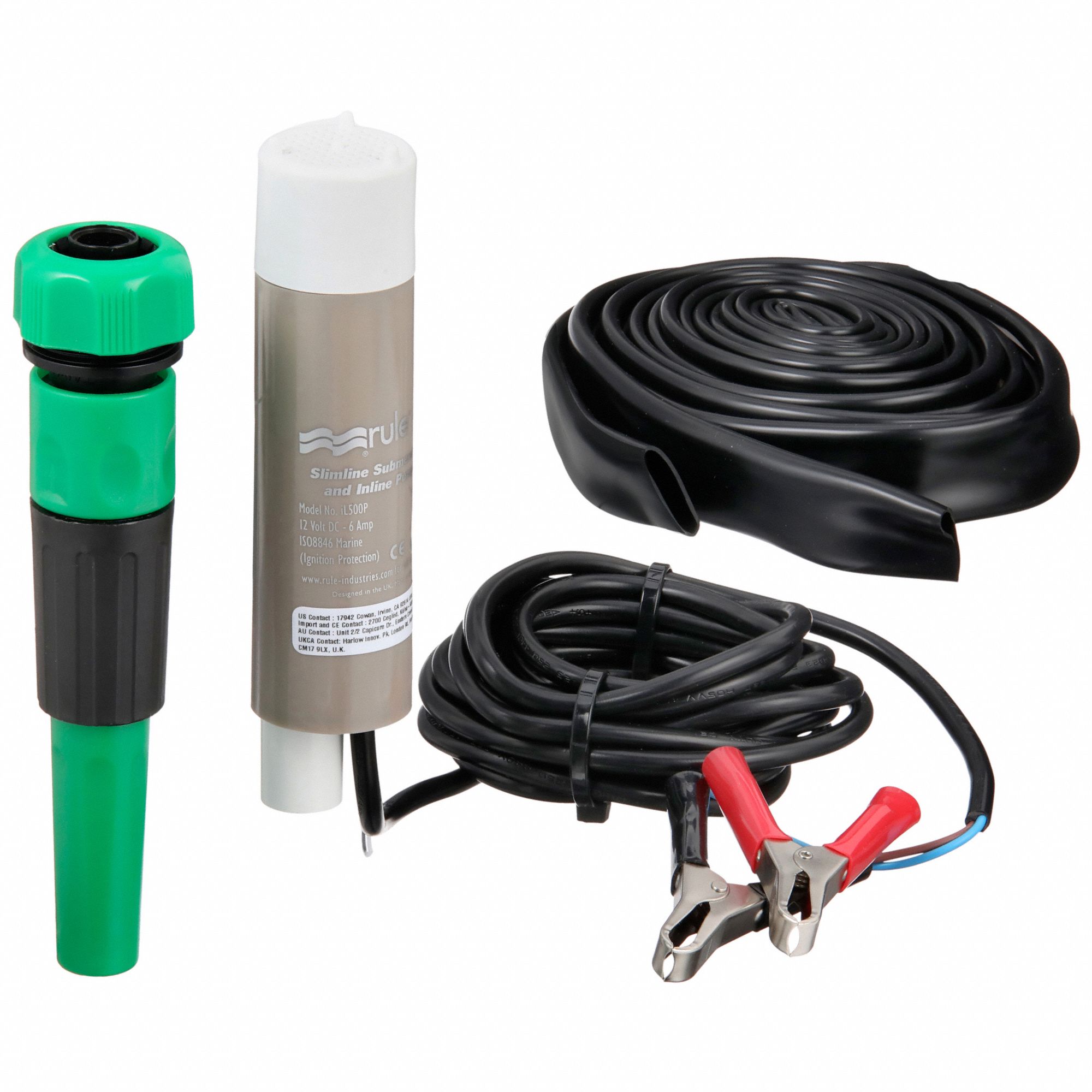 MARINE UTILITY PUMP, POTABLE, 12V DC, 32 FT MAXIMUM HEAD, 13 FT HOSE, 3/4 IN BARBED DISCHARGE