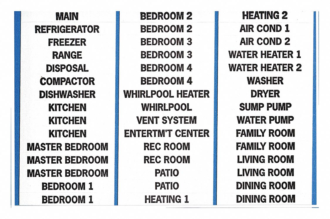 Wire Marker Book: Assorted Load Center and Residential Legends, Black on White, 450 Labels