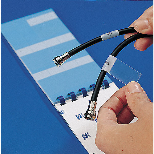 BRADY Librillo con Etiquetas para Marcar Cables Vinilo Blanco/Transparente  30 etiquetas - Etiquetas para Marcar Cables - 3TP16