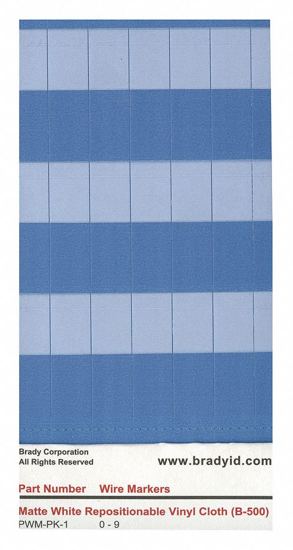 Wire Marker Book: (), White/Transparent, 180 Labels, Vinyl, -40°F to 158°F