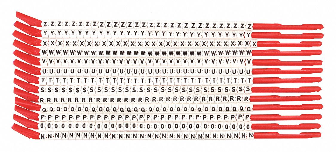 Wire Marker Wand: N to Z, Black on White, 390 Labels, Nylon, -30°F to 251°F, 13 PK