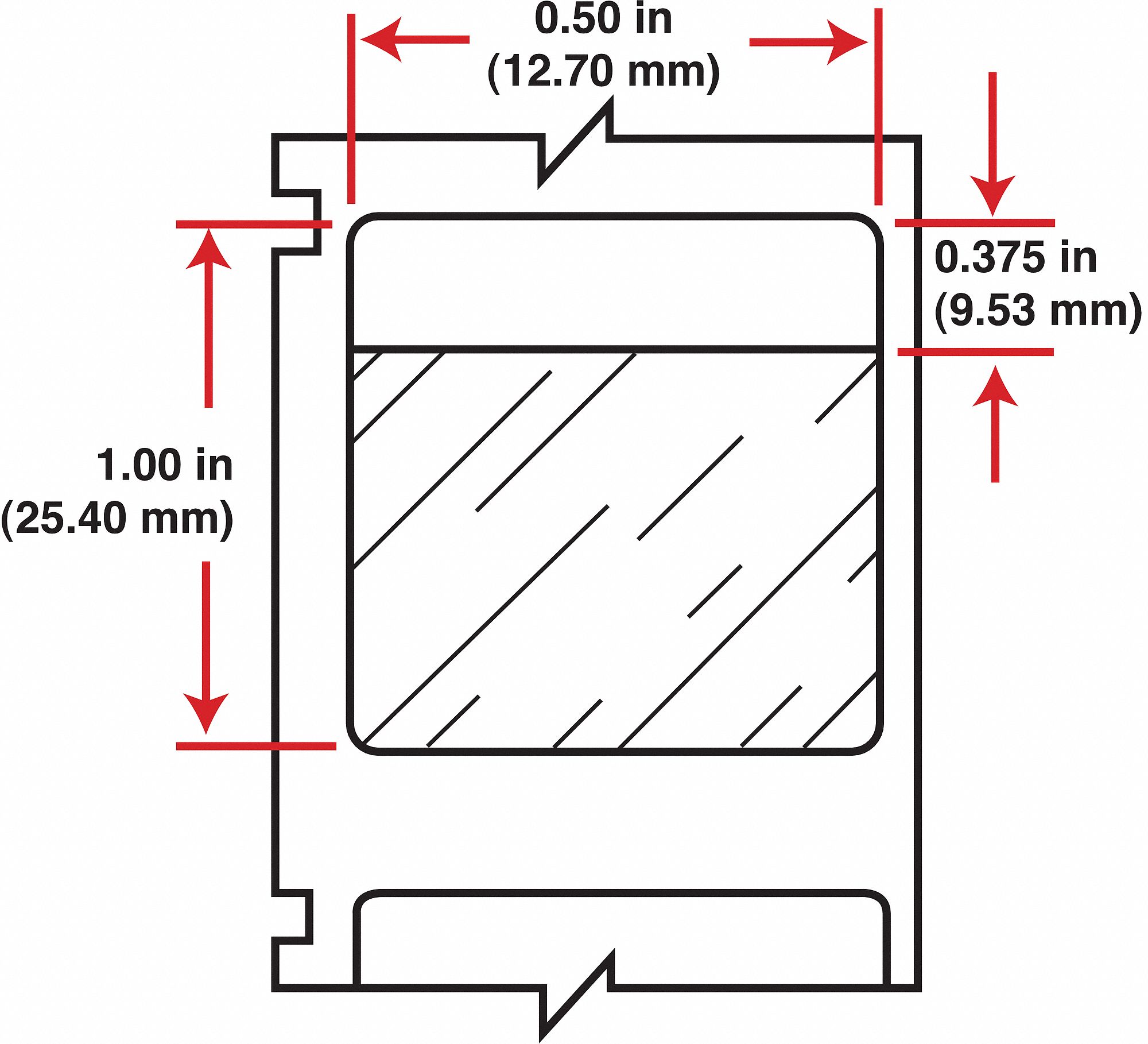 Wraparound Label: 1 in x 1/2 in, Vinyl, White, For 12 AWG to 10 AWG Wire Gauge