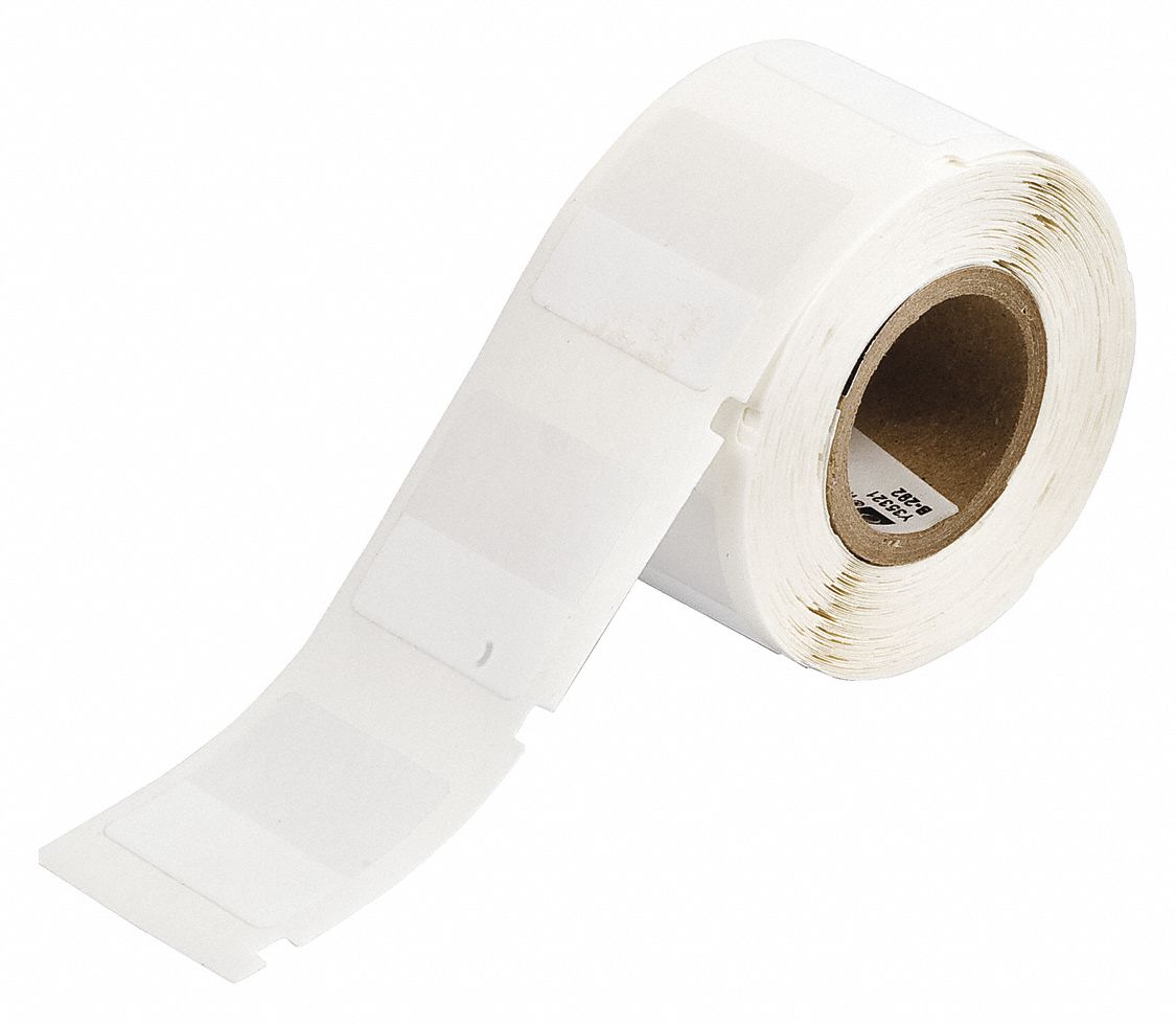 Wraparound Label: 1 in x 1 in, Vinyl, White, For 12 AWG to 10 AWG Wire Gauge