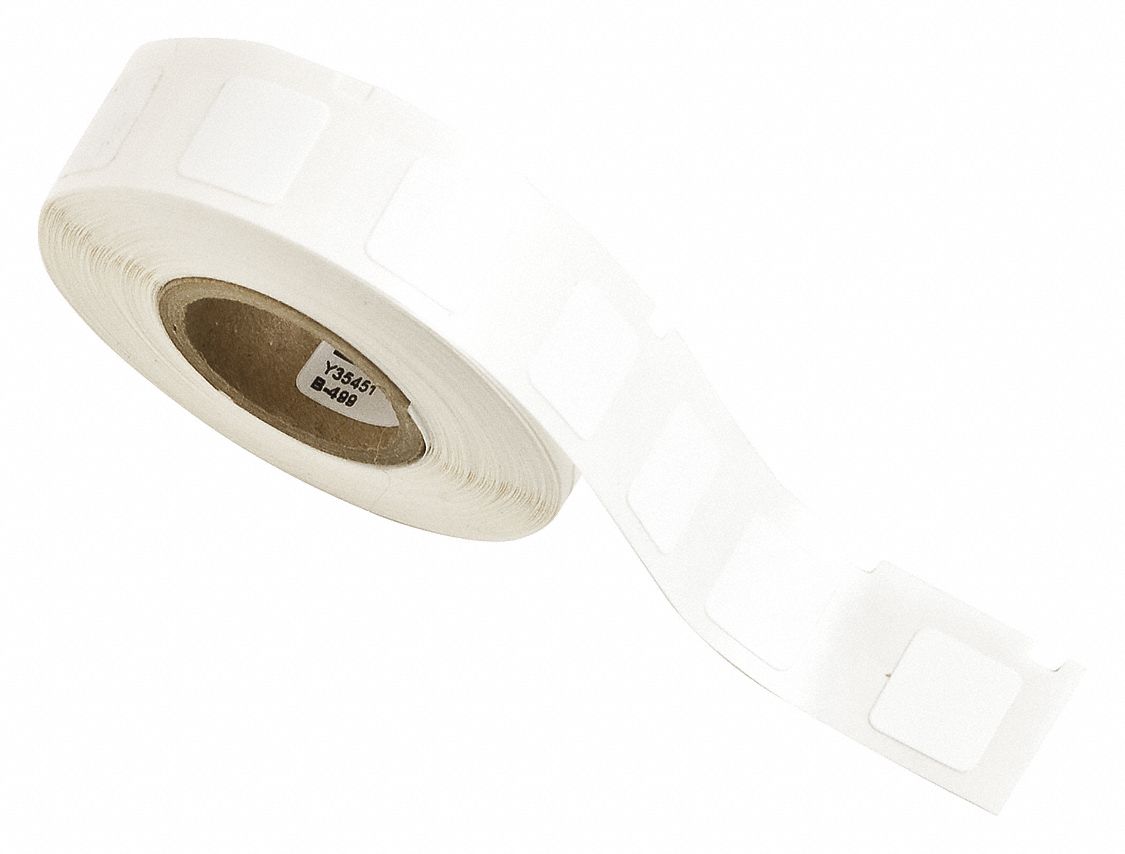Wraparound Label: 1/2 in x 1/2 in, Nylon, White, For 22 AWG to 16 AWG Wire Gauge