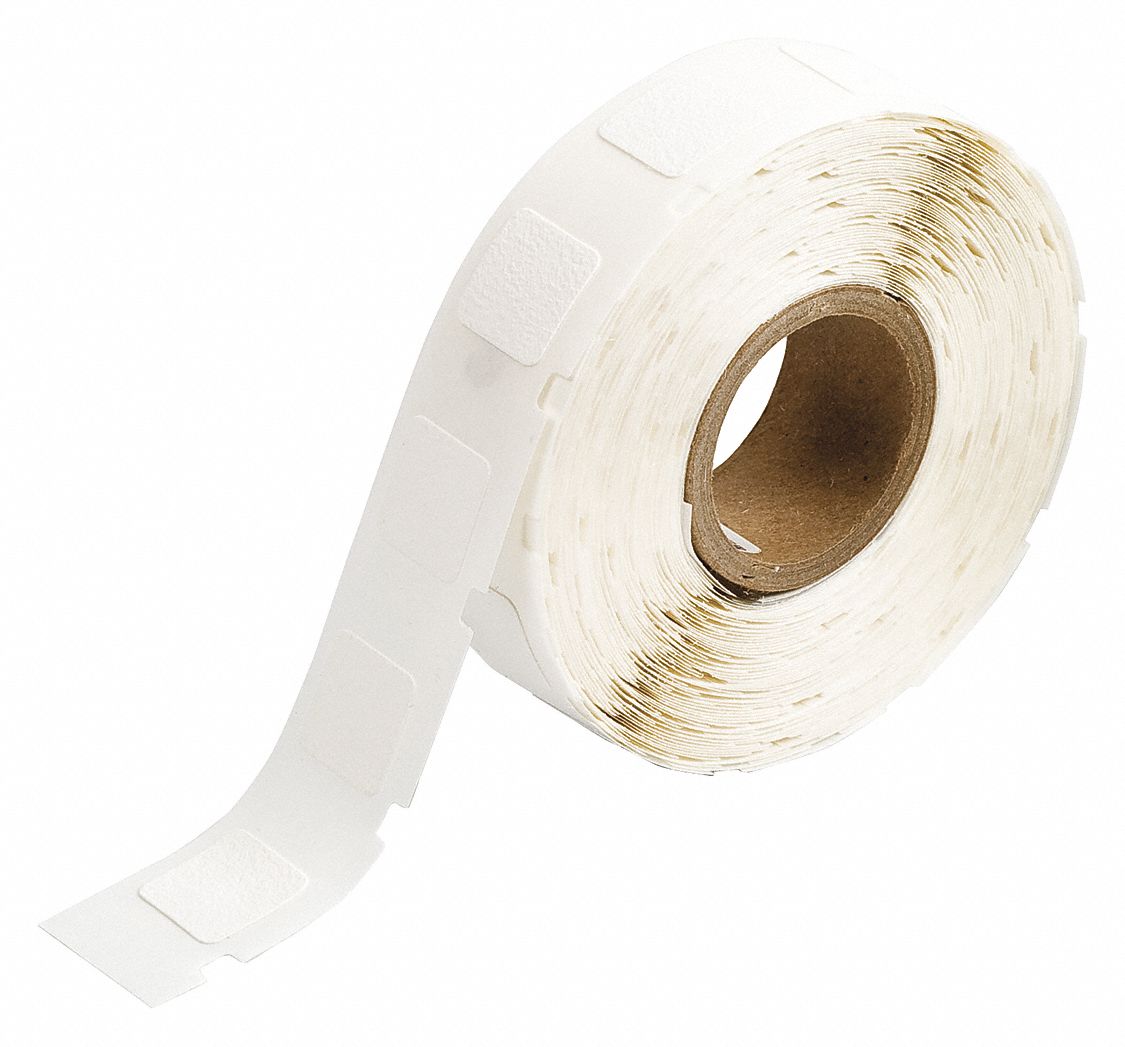 Wraparound Label: 1/2 in x 1/2 in, Vinyl, White, For 22 AWG to 16 AWG Wire Gauge