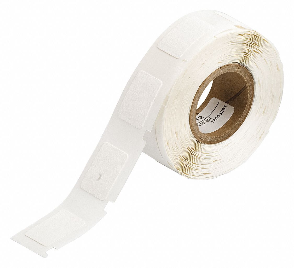 Wraparound Label: 3/4 in x 1/2 in, Vinyl, White, For 16 AWG to 10 AWG Wire Gauge