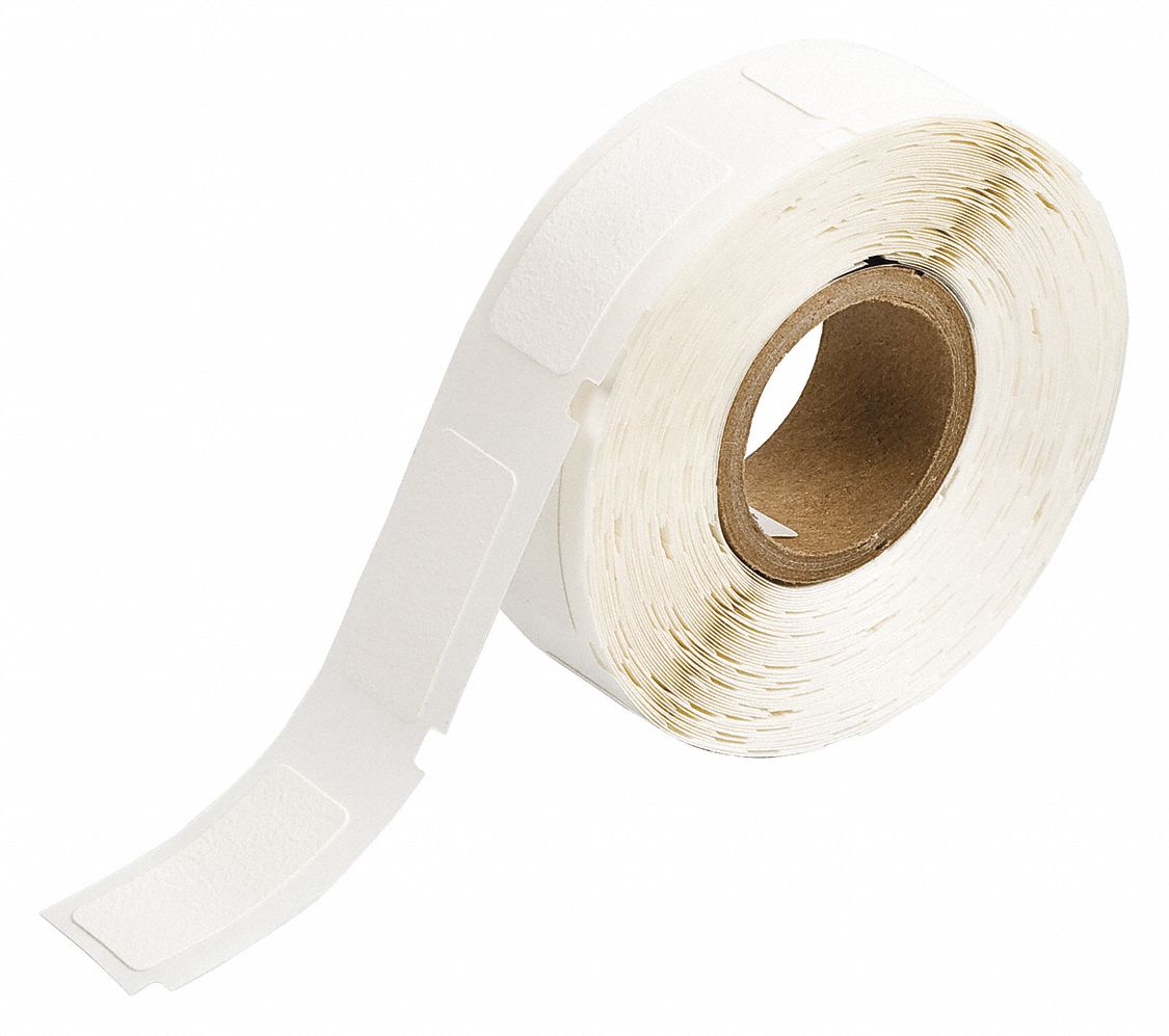 Wraparound Label: 1 in x 1/2 in, Vinyl, White, For 12 AWG to 10 AWG Wire Gauge