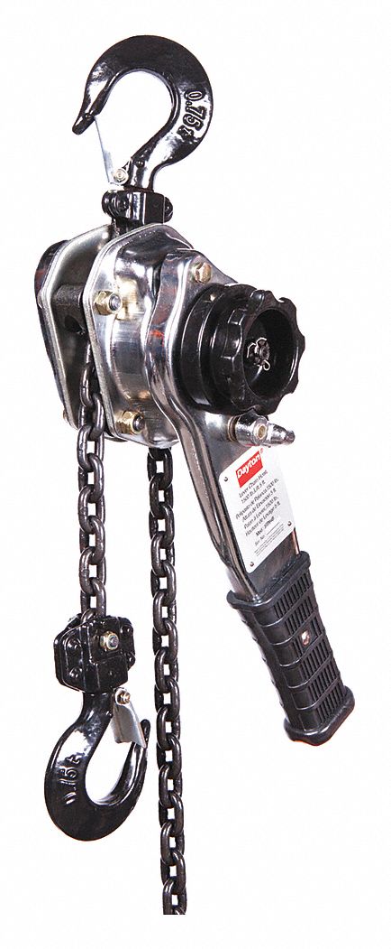 LEVER CHAIN HOIST, HOOK MOUNTED - NO TROLLEY, 1,500 LB LIFTING CAPACITY, 5 FT LIFT L