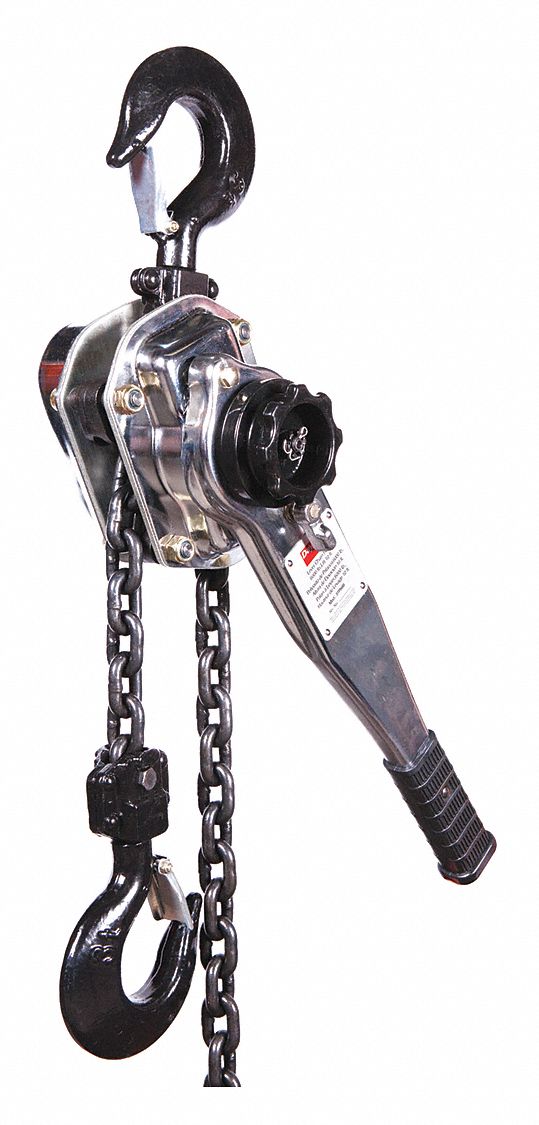 LEVER CHAIN HOIST, HOOK MOUNTED - NO TROLLEY, 6,000 LB LIFTING CAPACITY, 10 FT LIFT L, 3 TON
