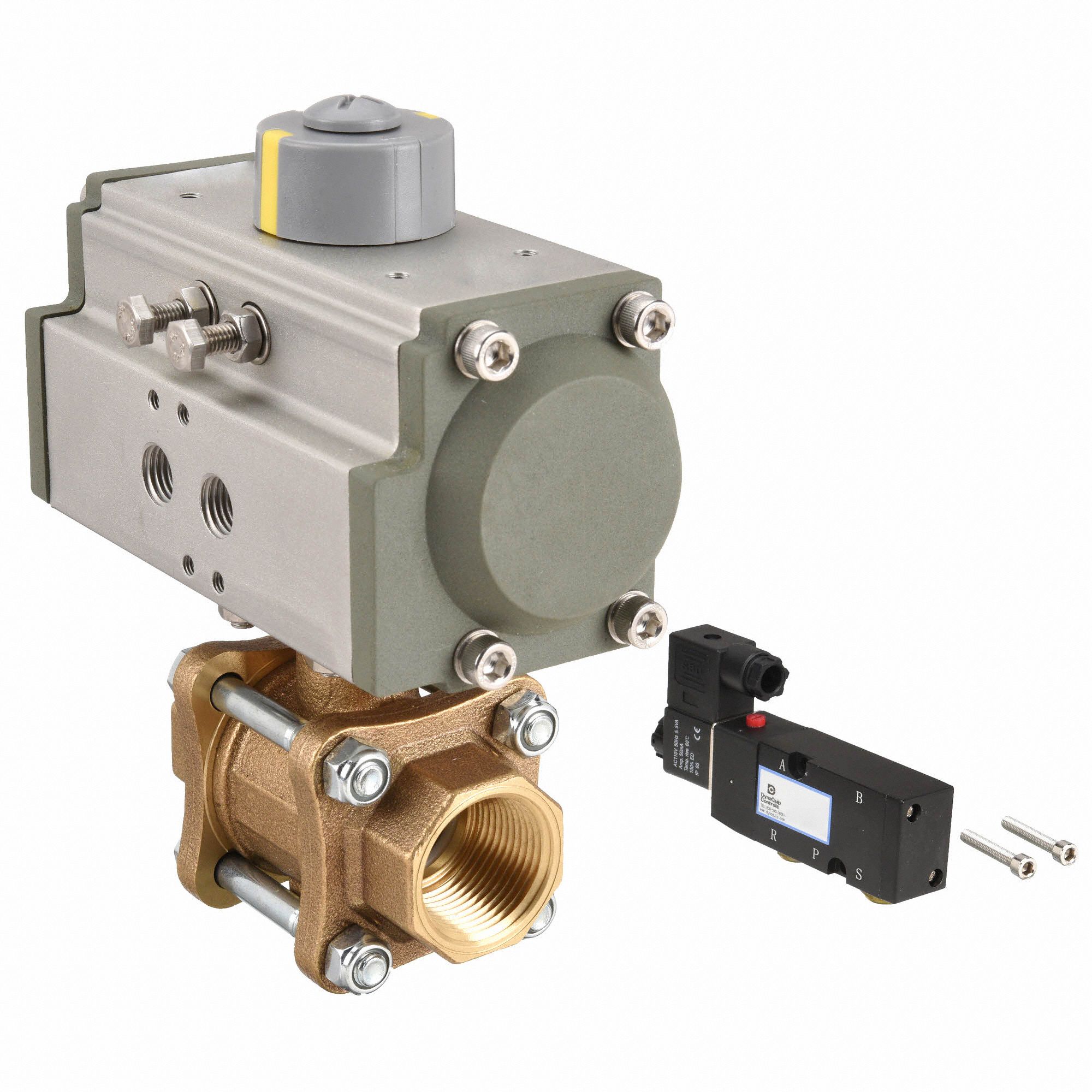 DYNAQUIP CONTROLS 3/4 in Double Acting Pneumatic Actuated Ball Valve, 3