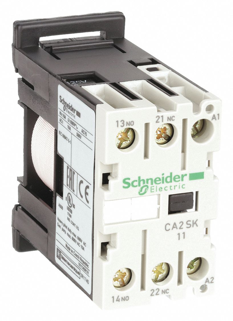 IEC Control Relay: DIN-Rail Relay Mounting, 120V AC Coil Volt, 1NO/1NC, 10 A