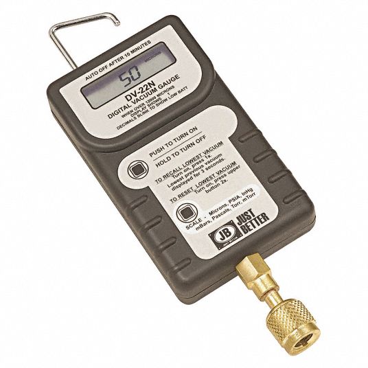 JB INDUSTRIES Micron Gauge, LCD Display, Measuring Range 10 to 100,000