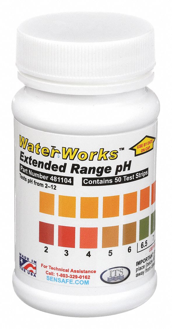 INDUSTRIAL TEST SYSTEMS, pH, 2 to 12 ppm, Test Strips 3TRC9481104