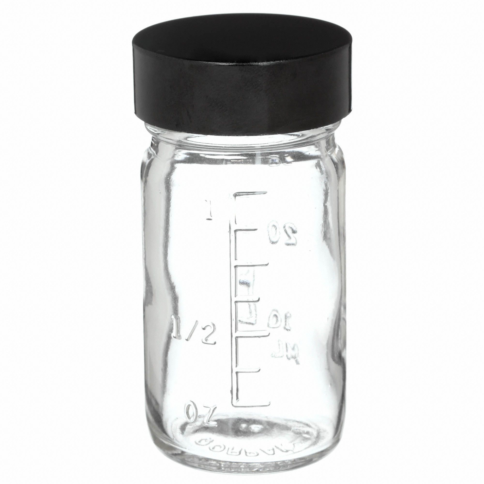QORPAK Wide Mouth Round Round Beaker with Cap, Sampling, Glass, 30 mL