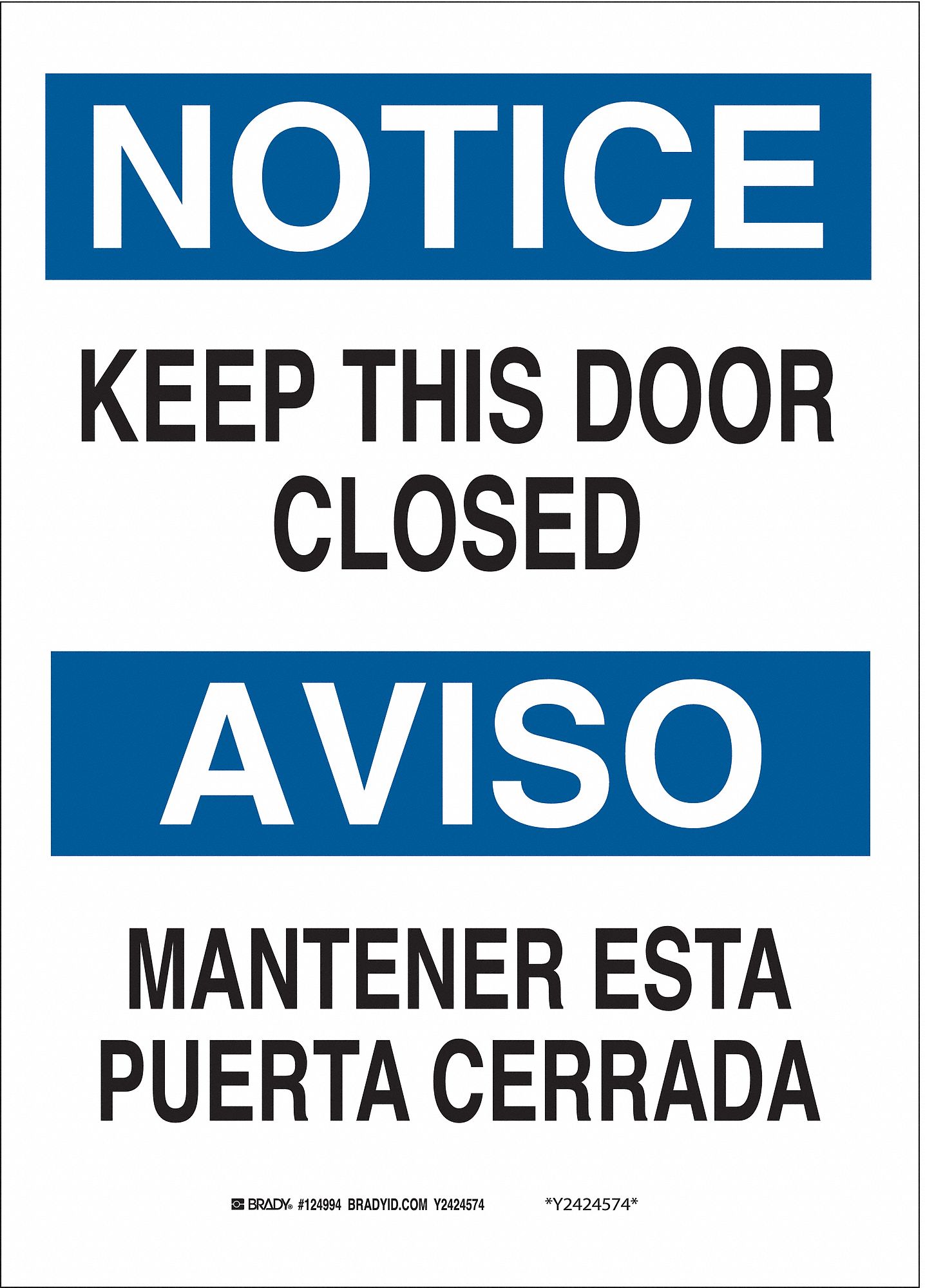 Notice Sign, 14 x 10In, BL and BK/WHT, Text