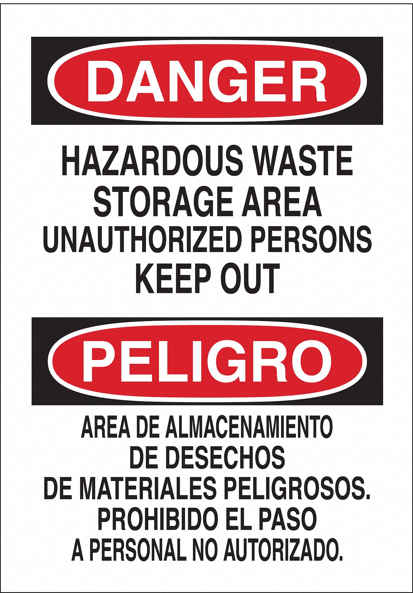 BRADY Danger/Peligro Sign, 14x10, Bilingual - 3TU42|90542 - Grainger