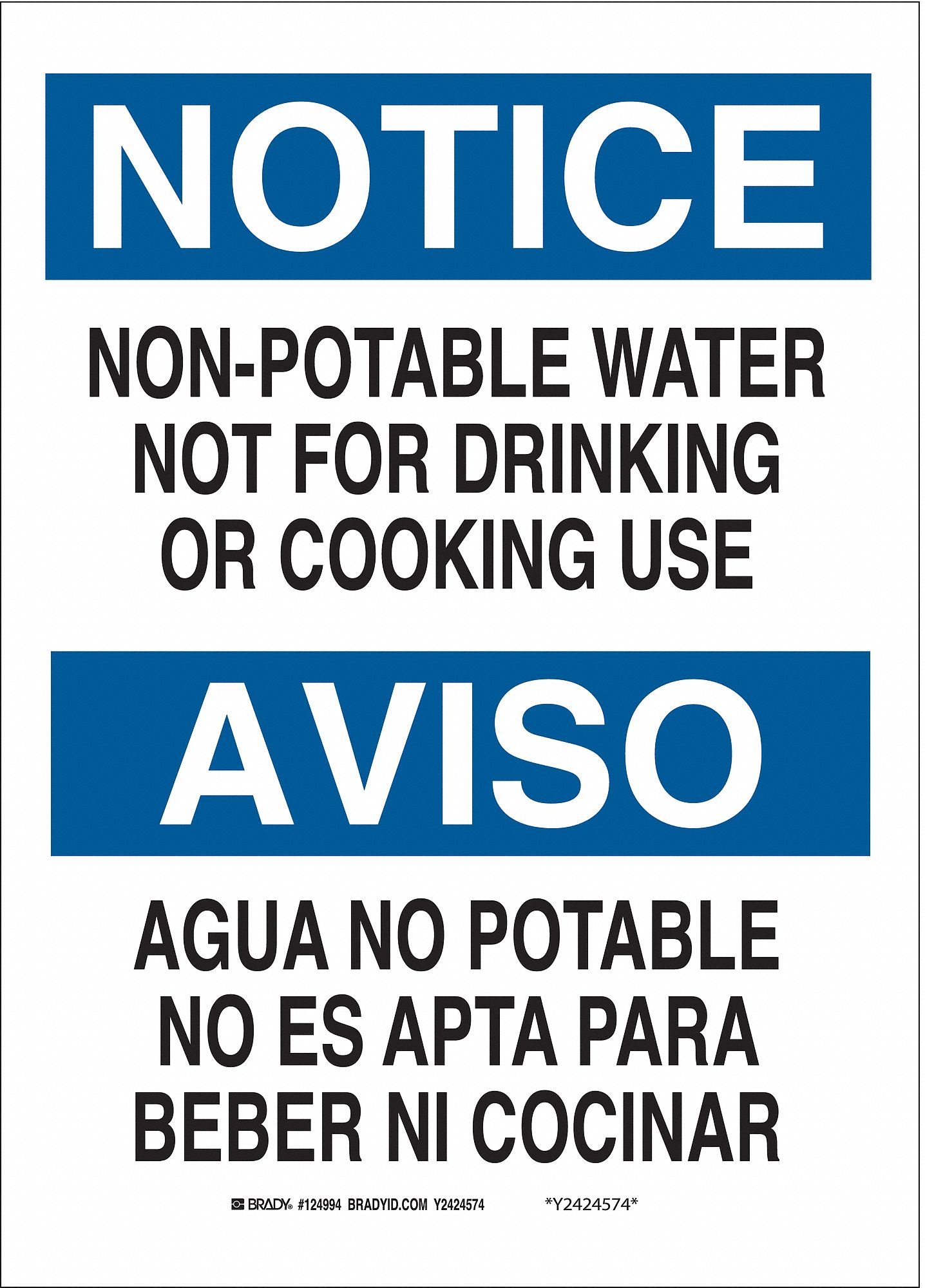 Notice Sign, 14 x 10In, BL and BK/WHT, Text