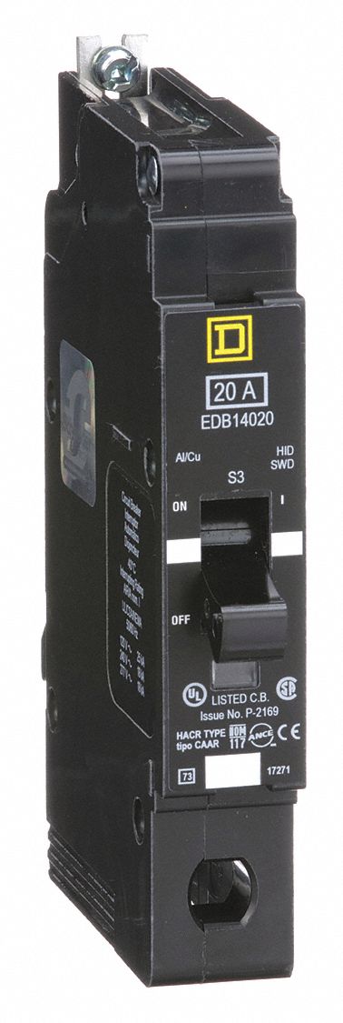 SQUARE D EDB14020 Circuit Breaker,20A,Bolt On,277V,1P 785901878902 eBay