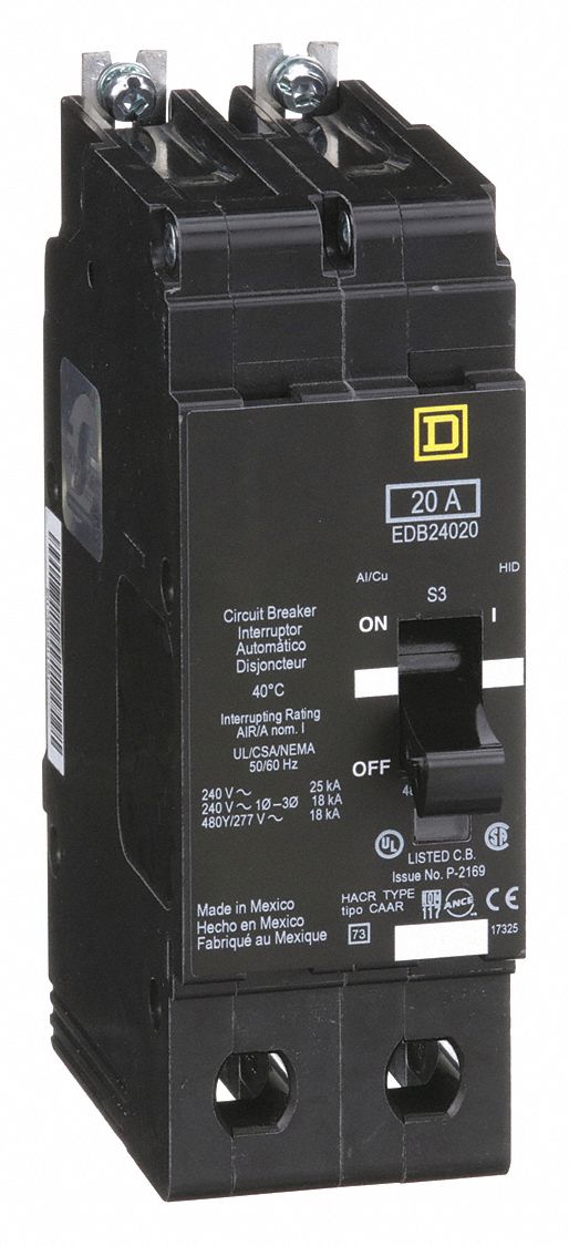 Square D Circuit Breaker EDB24020 20 Amp 480Y/277 Volt 2 Pole