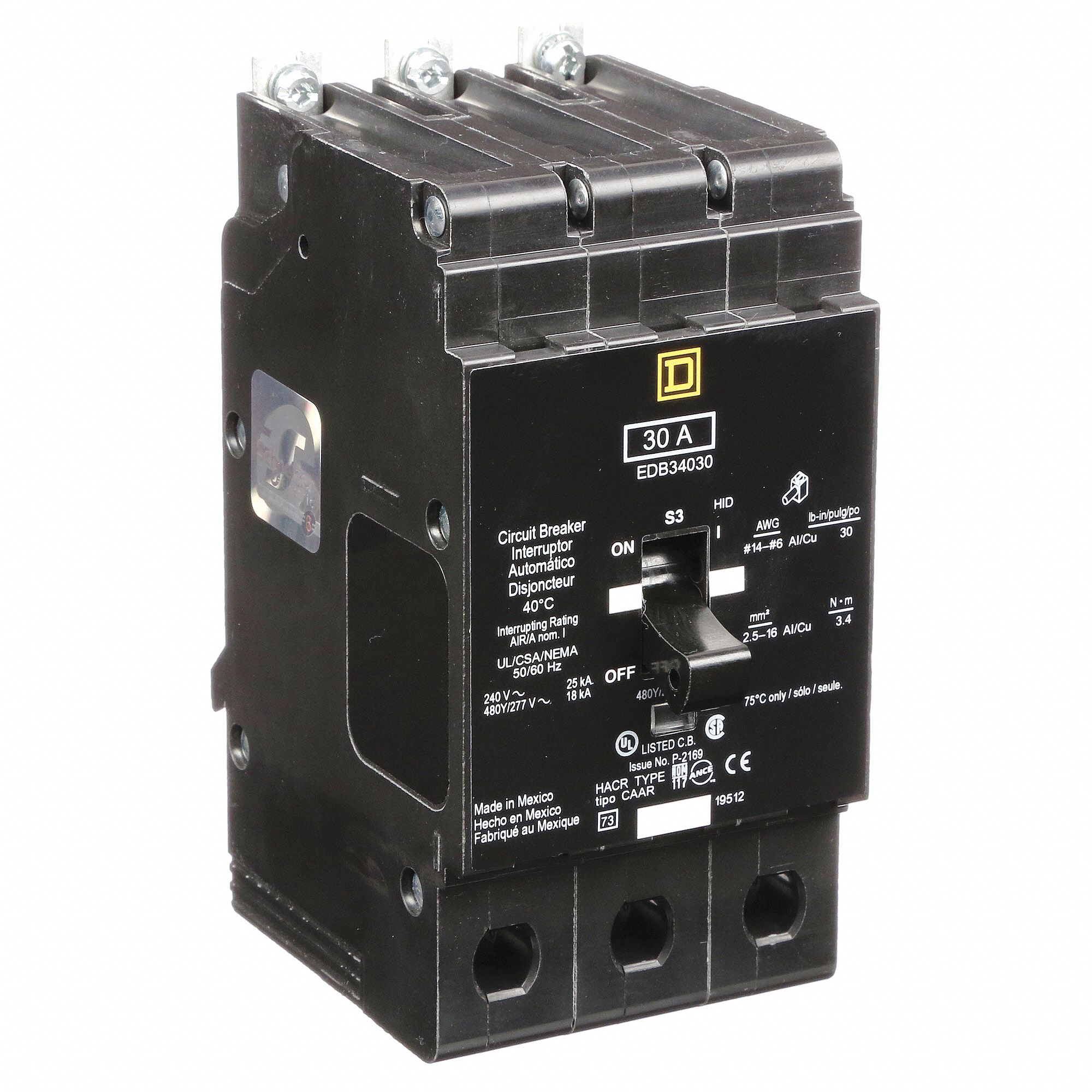 SQUARE D, 30 A, 277/480V AC, Miniature Circuit Breaker - 3TW40