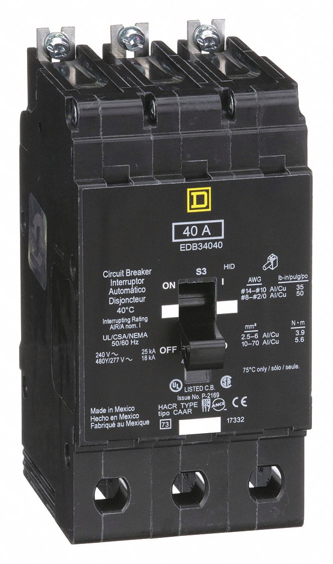 SQUARE D Miniature Circuit Breaker, Amps 40 A, Circuit Breaker Type