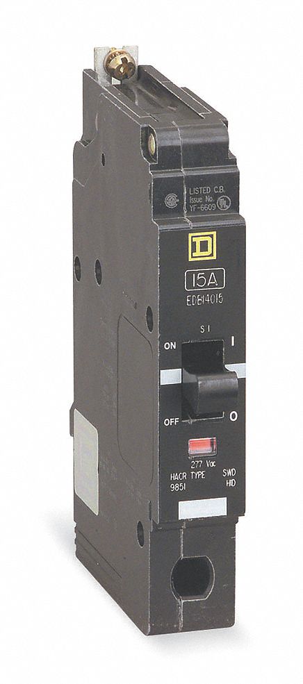 Miniature Circuit Breaker: 15 A, 277V AC, Single Phase, 35kA at 277V AC, 1 Poles, Std