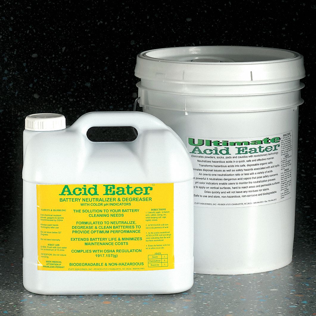 Battery Acid Neutralizer and Degreaser: Battery Acid, 2.5 Gallon Bottle, 2.5 gal, 2 PK