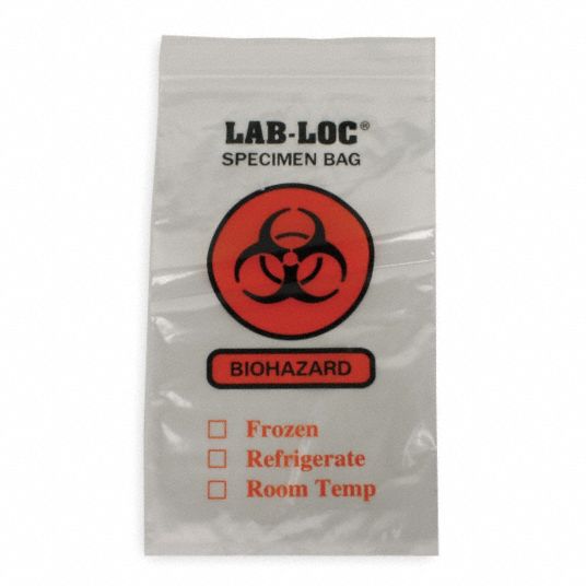 LDPE, Biohazard, Specimen Transfer Bag - 3TZY3|LAB20610 - Grainger