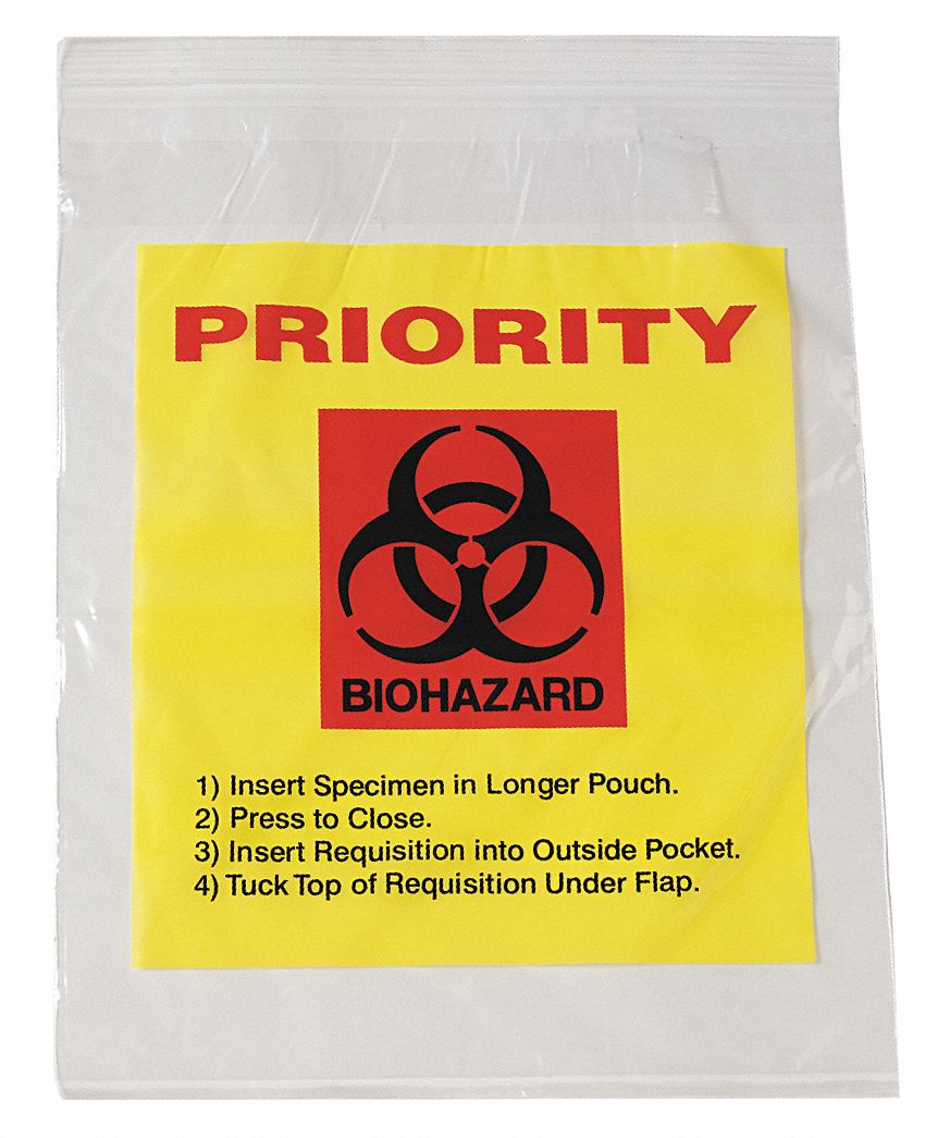 LDPE, Biohazard, Specimen Transfer Bag 3TZY4LAB21215YT Grainger