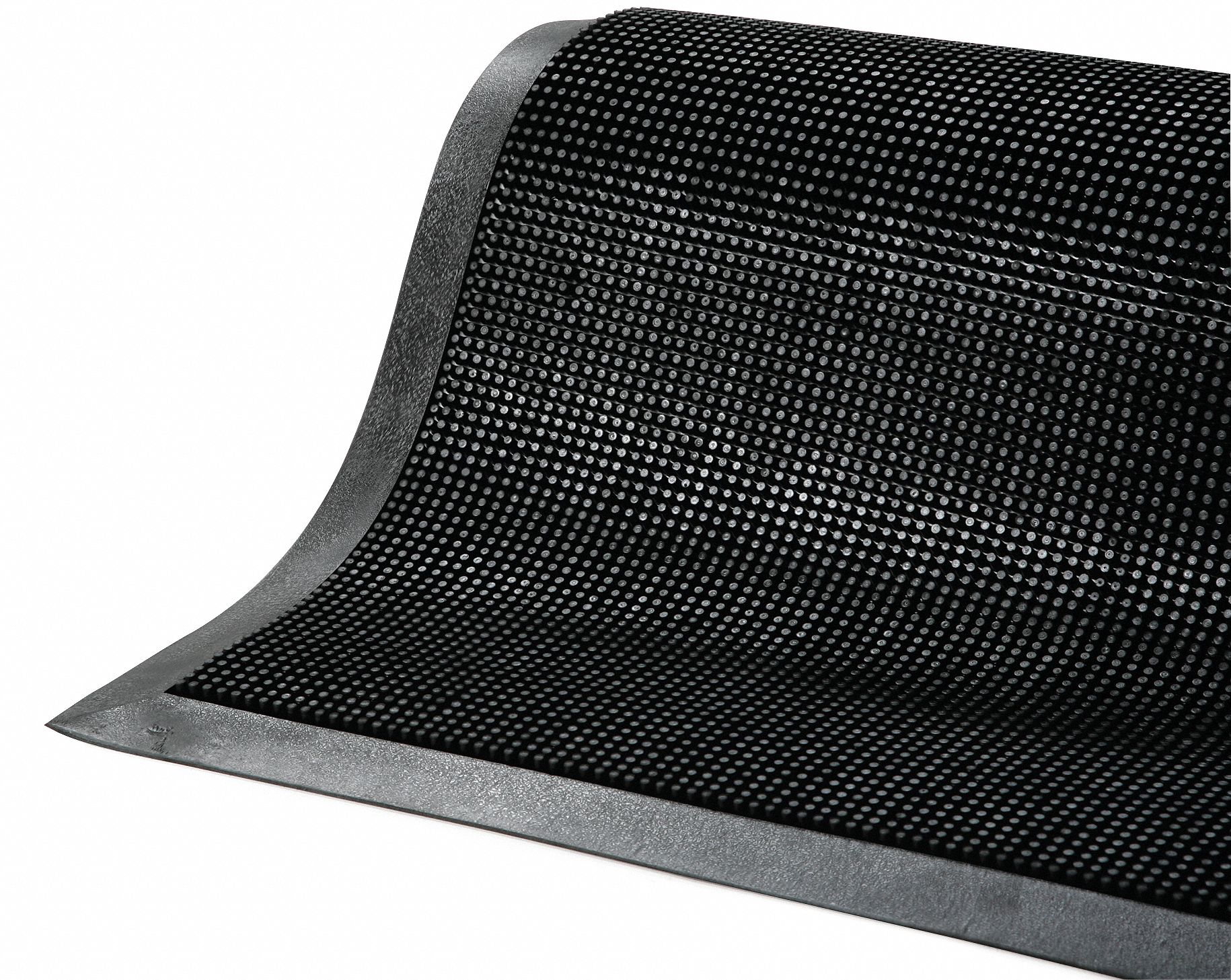 RUBBER BRUSH ENTRANCE FLOOR MAT, ⅝ IN THICK, BLACK, OUTDOOR, 36 X 60