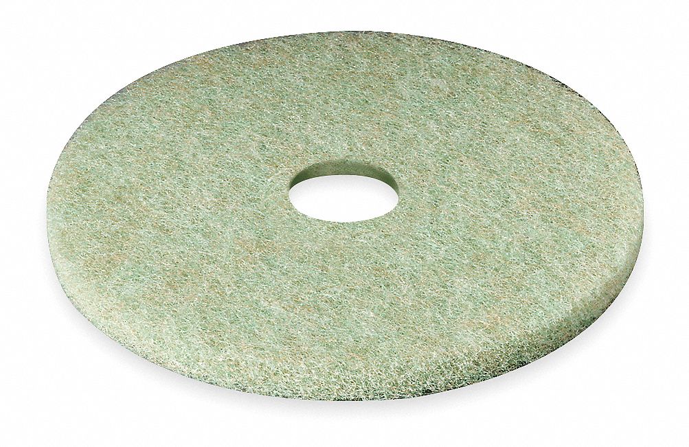 Scrubbing Pad: Deep Scrubbing, Green, 18 in Dia, Polyester, 5 PK