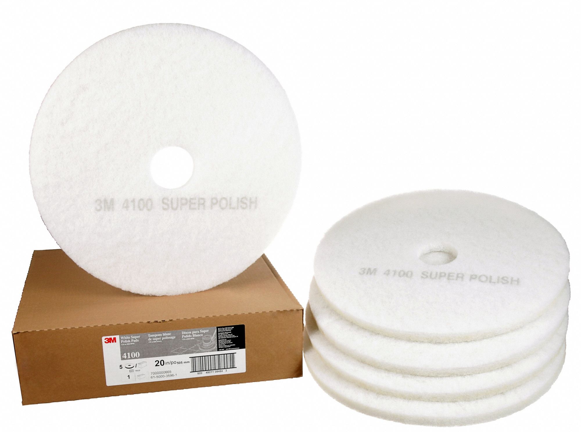 3M 4100 Buffing/Cleaning Pad,20 In,White,PK5 