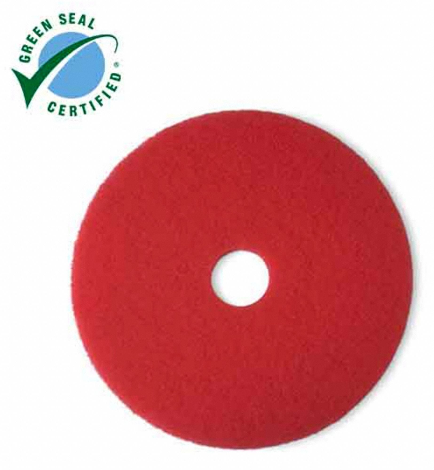 3M Buffing and Cleaning Pad Red, 17 in Floor Pad Size, 175 to 600 rpm