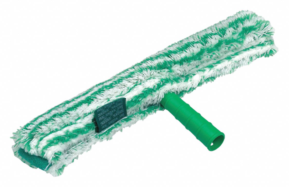 Window Washer: Green Handle Color, Cloth, 18 in Pad Lg, Green/White, 6 in Max Handle Lg, Cloth