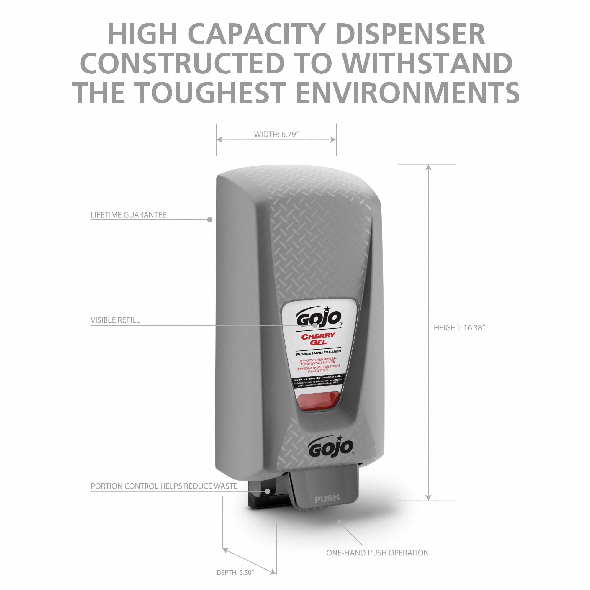 GOJO PRO™TDX™ Hygiene Series, 5,000 mL, Manual, Liquid, Wall, Gray